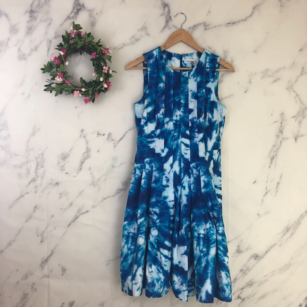 💙SOLD💙Calvin Klein Tie Dye Fit & Flare Dress - Picture 1 of 6